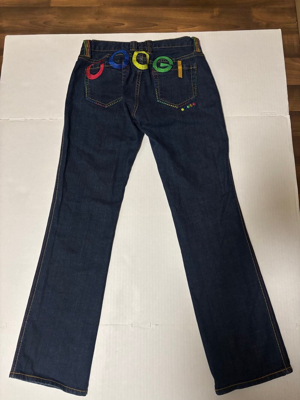 COOGI Y2K Embroidered Rainbow Spellout Low Rise Jean 9/10 Retro Urban VTG Whimsy